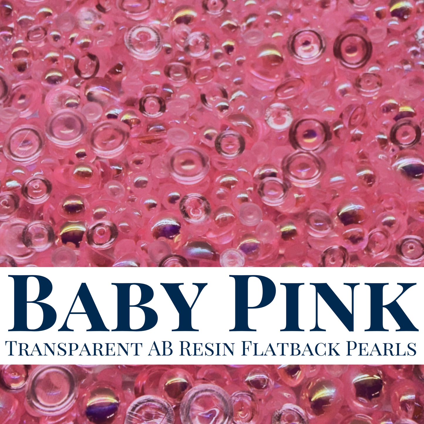 RESIN FLATBACK PEARLS - BABY PINK TRANSPARENT AB