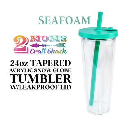 24oz TAPERED ACRYLIC SNOW GLOBE TUMBLER W/LEAKPROOF LID