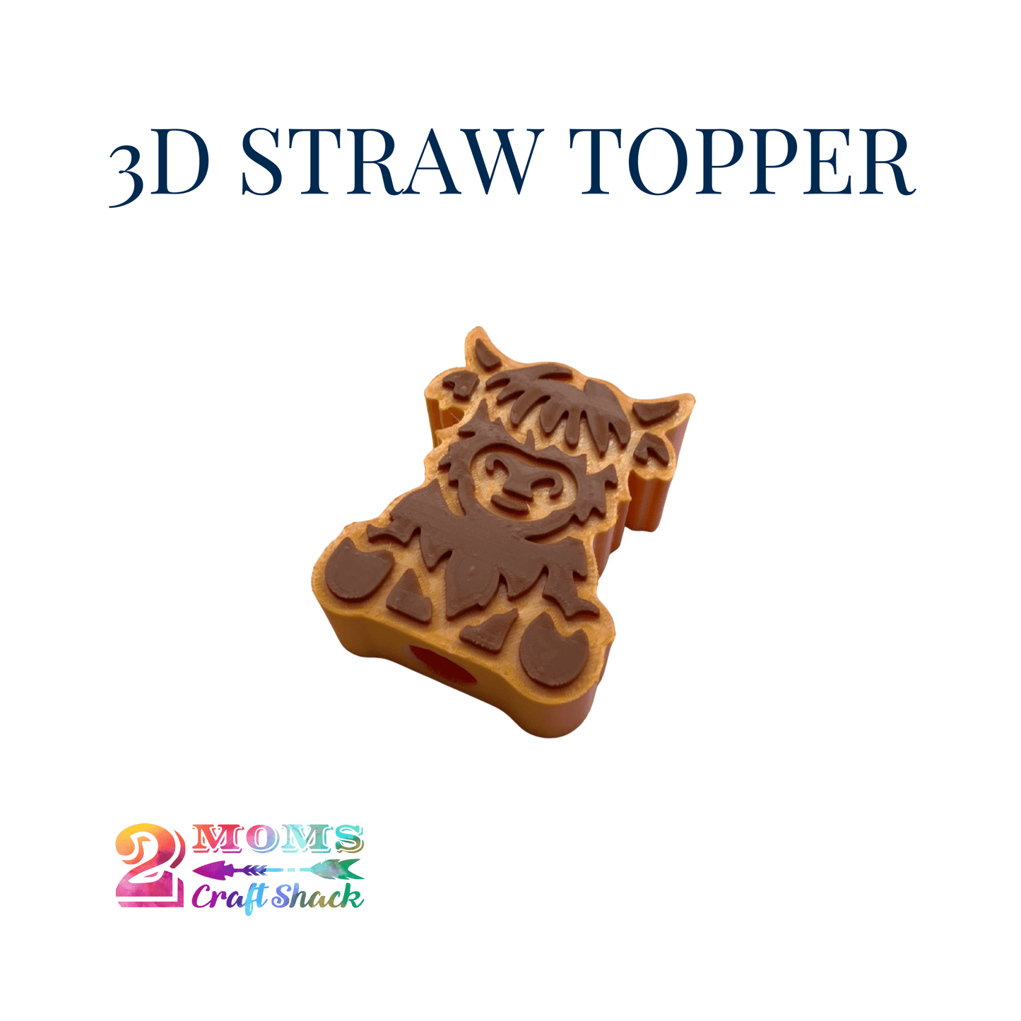 HIGHLAND COW - 3D STRAW TOPPER - NEW