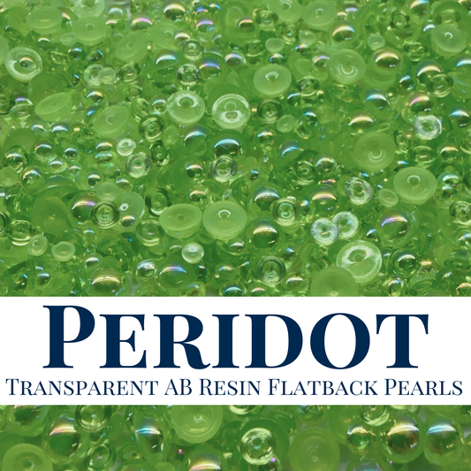 RESIN FLATBACK PEARLS - PERIDOT TRANSPARENT AB