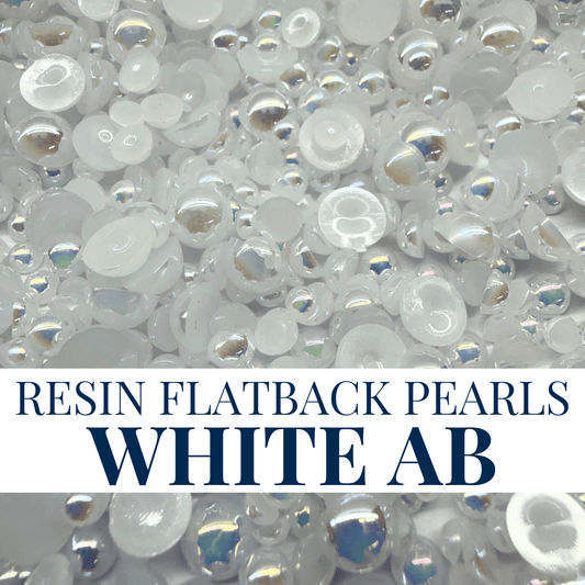 RESIN FLATBACK PEARLS - WHITE AB - NEW