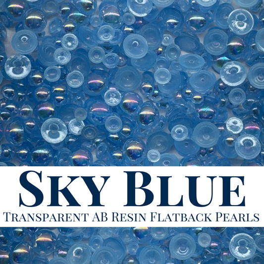 RESIN FLATBACK PEARLS - SKY BLUE TRANSPARENT AB